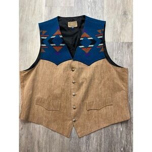 Vtg 70s Pendelton High Grade Western Wear Vest Southwestern Geometric Size L/48